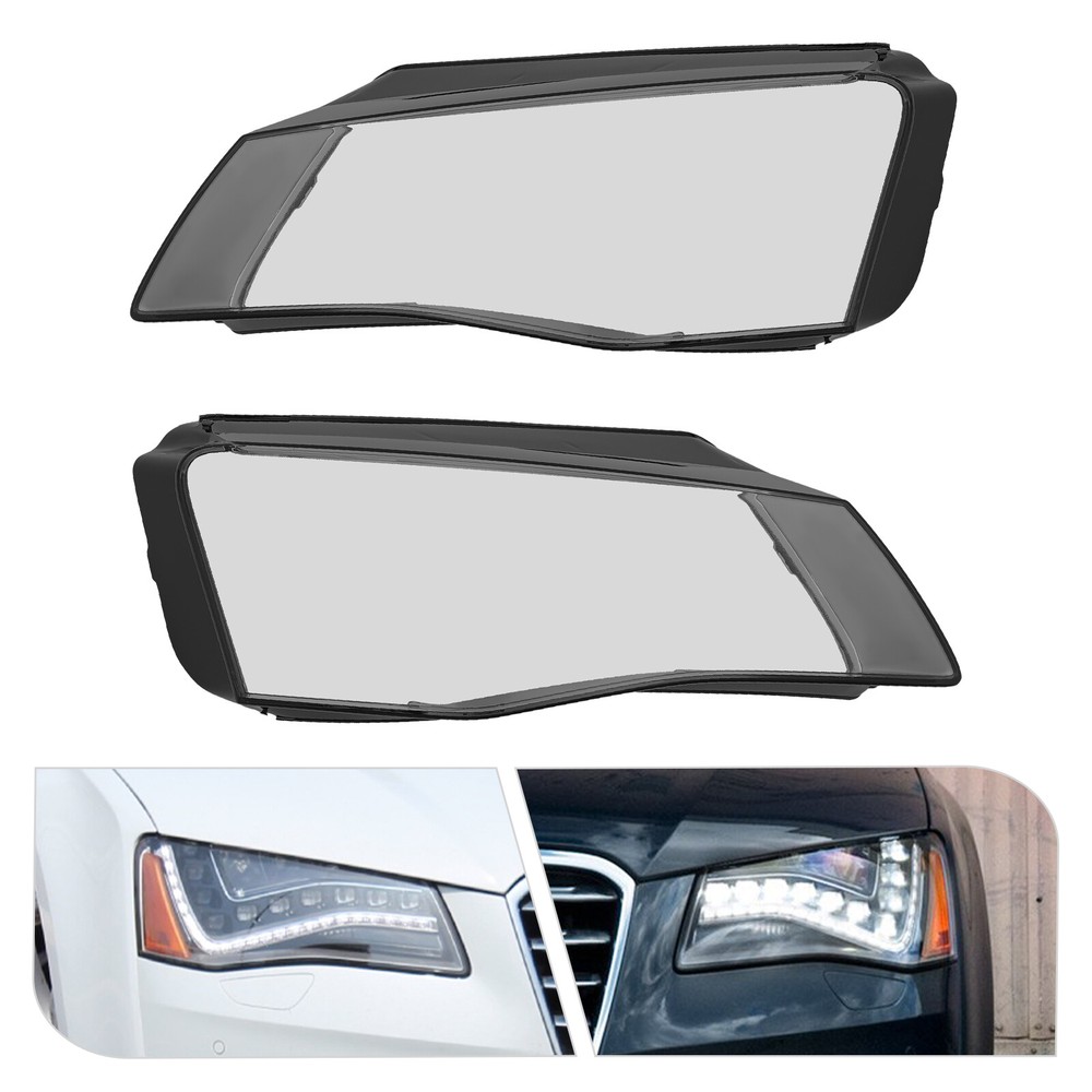 For Audi A8 2011 - 2013 Cover Lens Headlight Headlamp Clear Lens Pair LH + RH