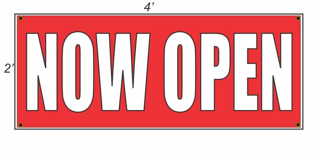 2x4 Red & White Open Banner Sign Now at Best Price