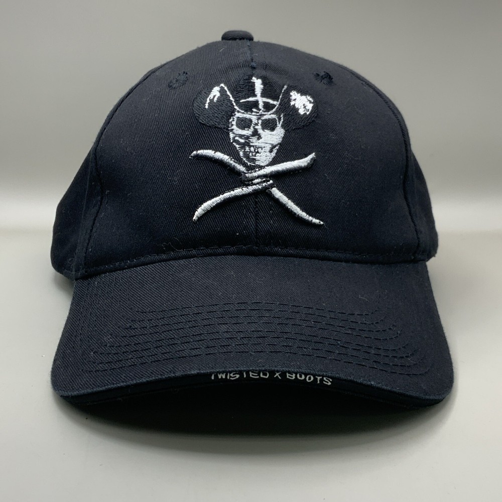 Twisted X Boots Black Strapback Hat With Pirate Logo