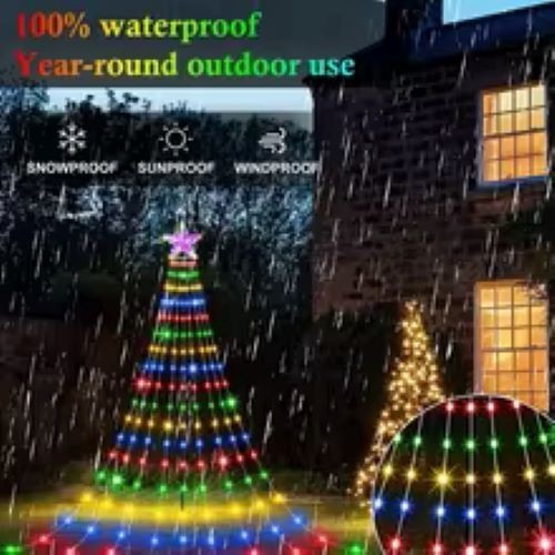 USB Solar Christmas Tree Lights String Outdoor Indoor Star Waterfall Fairy Decor