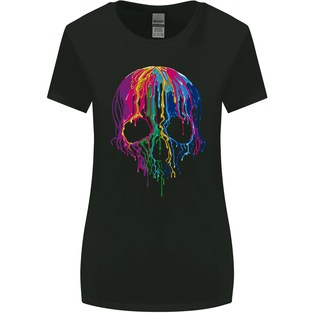 Melting Skull Biker Motorcycle Gothic Womens Wider Cut T-Shirt