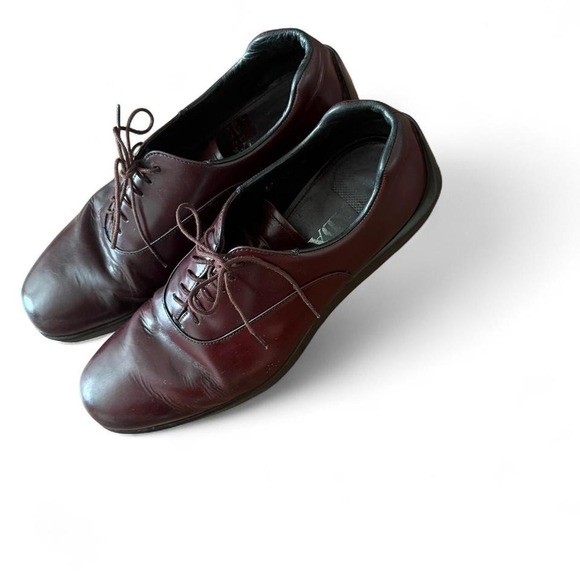 Prada Mens Burgundy Leather Oxford Dress Shoes Size 8 Italy Square Toe
