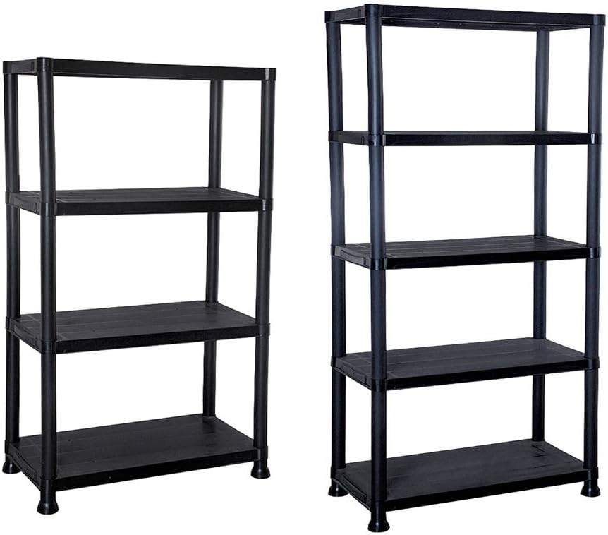 4/5 Tier Black Plastic Shelving Unit Storage Organised Garage/Home/Pantry