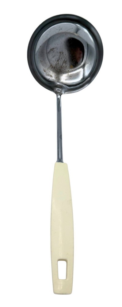 Vintage EKCO Chromium Plated Soup Ladle Ivory Handle Kitchen Utensil USA