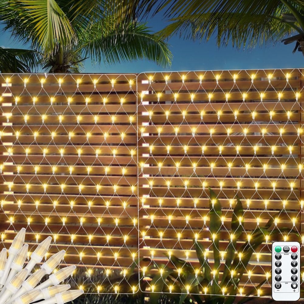 Net Lights Outdoor Battery Powered 5FTx5FT 100LED String Mesh Light for Garden Patio Decor