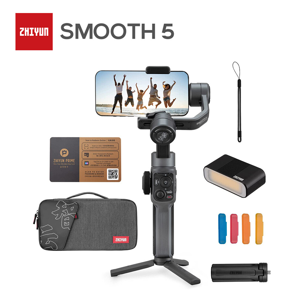 Zhiyun Smooth 5 Combo Phone Gimbal, 3-Axis Handheld Smartphone Stabilizer