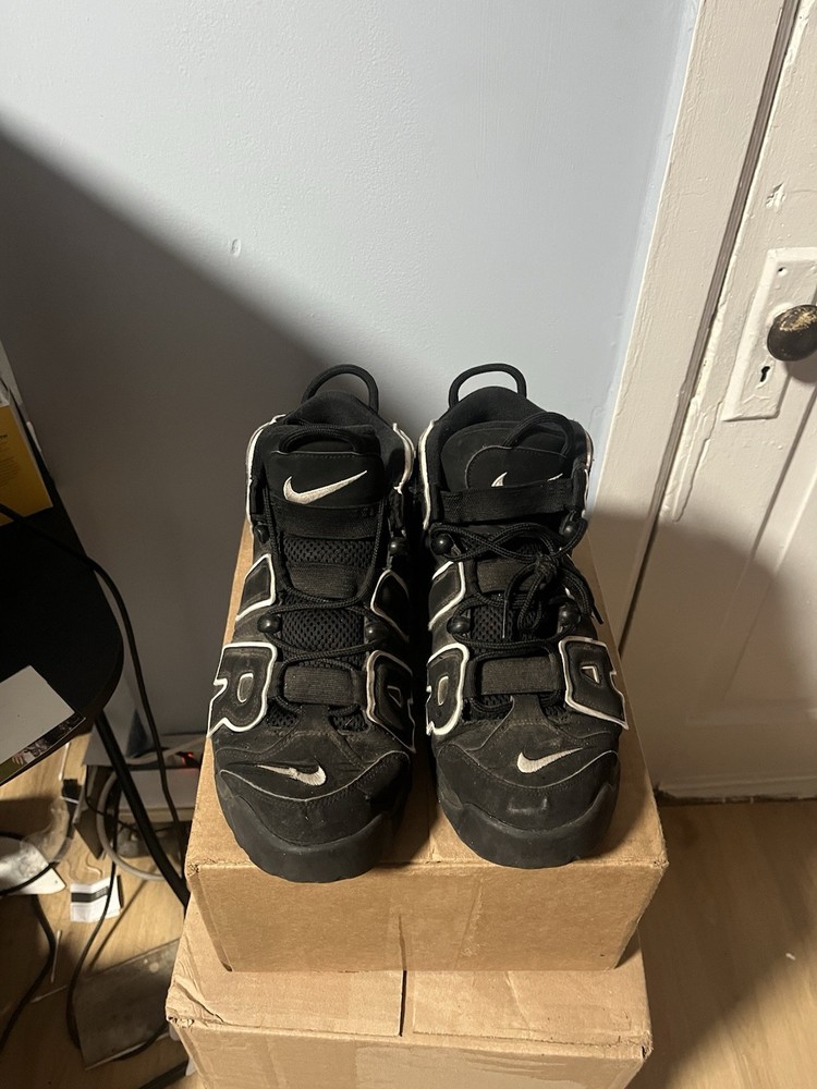 Nike Uptempo Black In White Size 10.5