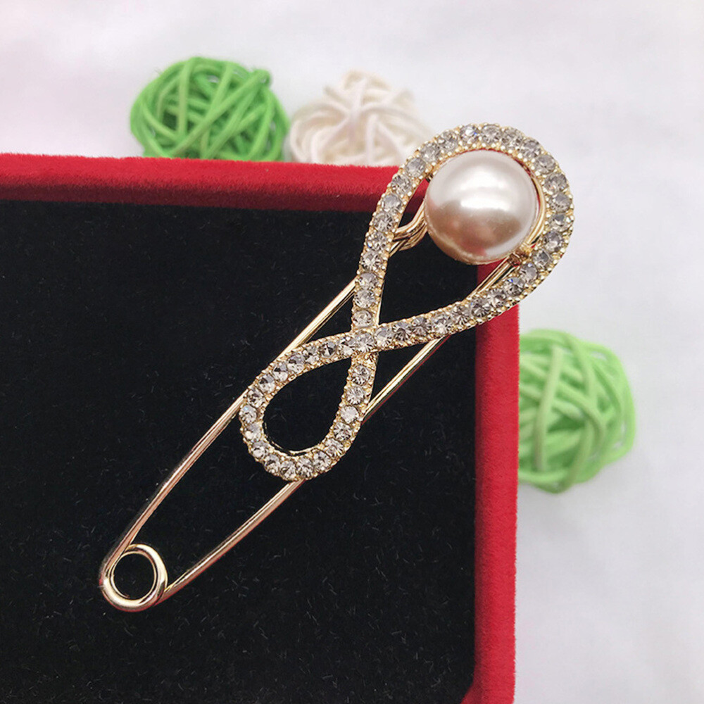 2PCS Star Pearl Brooch Pendant Clasp Pin for Sweaters & Shawls