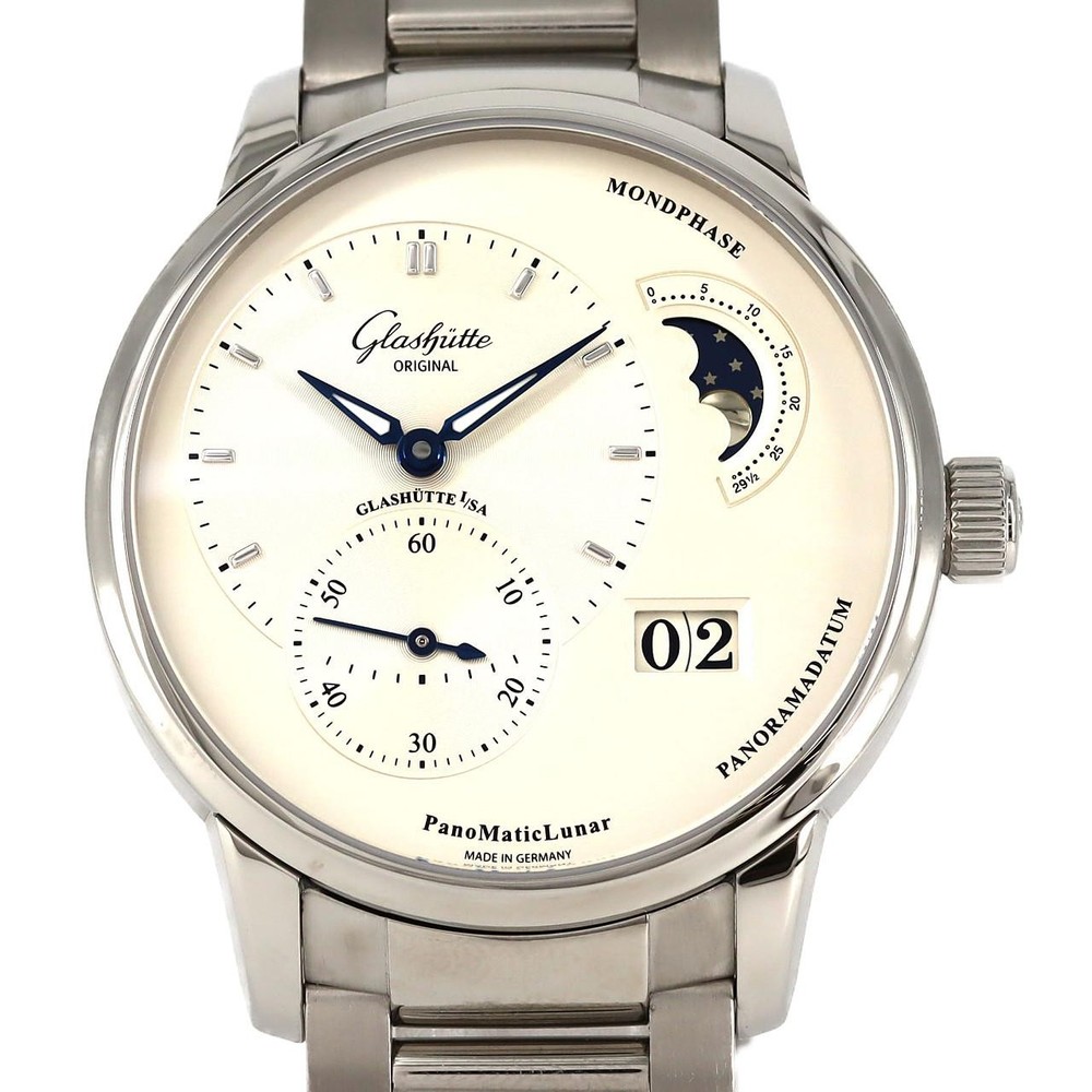 Glashutte Original Panomatic Luna 90-02 Automatic Men's Watch SS 42mm