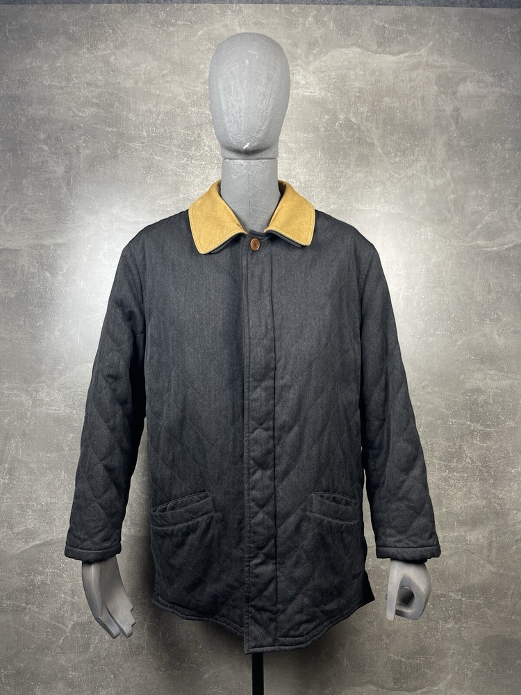Herno Quilted Wool Grey Classic Jacket Size 52 Made In Italy