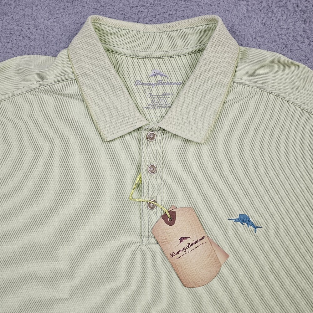 Tommy Bahama Polo Shirt Mens 2XL Green Emfielder Supima Golf Casual New With Tag