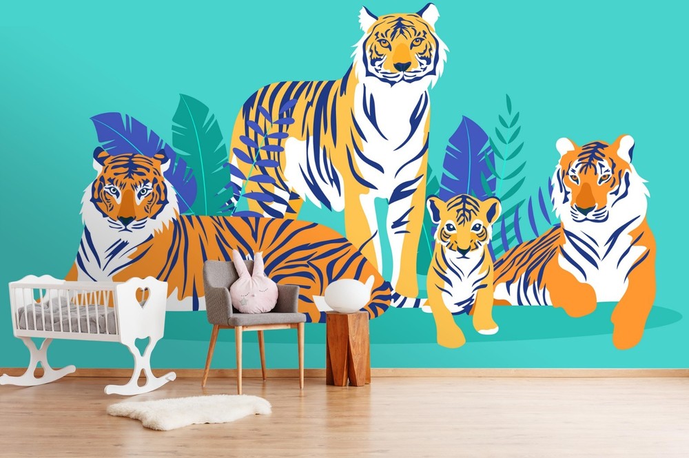 3D Tiger Leaf Illustration Wall Murals Wallpaper Murals Wall Sticker