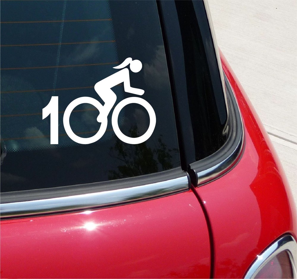 CENTURY RIDE 100 MILE FEMALE DECAL STICKER BICYCLE CLUB FITNESS COMPETITION RACE