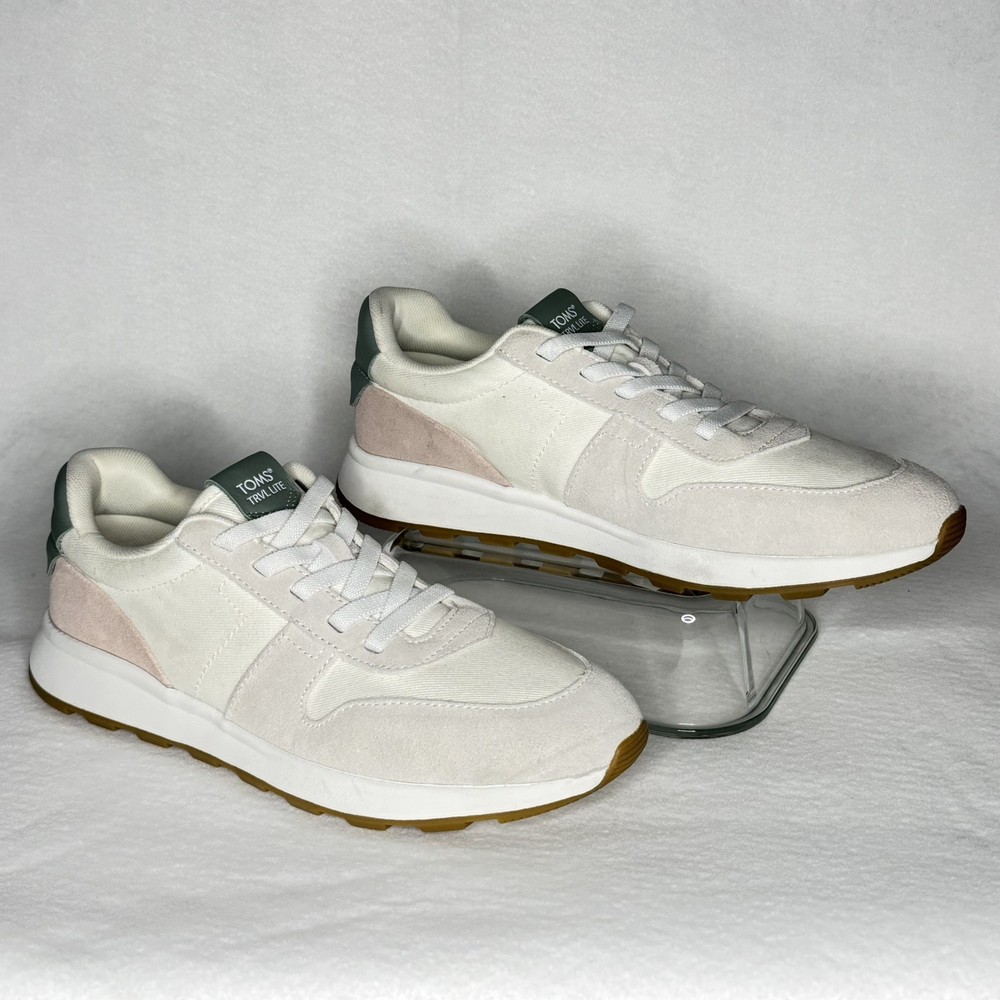 TOMS Women's TRVL LITE Retro Runner Sneaker CD4 Natural Egret Suede Size US:10