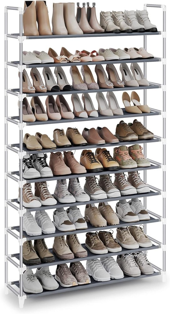10-Tier Slim Metal Shoe Rack for Hallway or Closet Storage