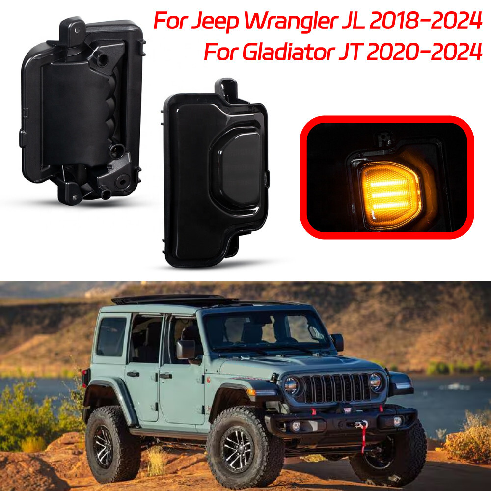 Side Mirror Turn Signal Lights For Jeep Wrangler JL 2018-24 Gladiator JT 2020-24