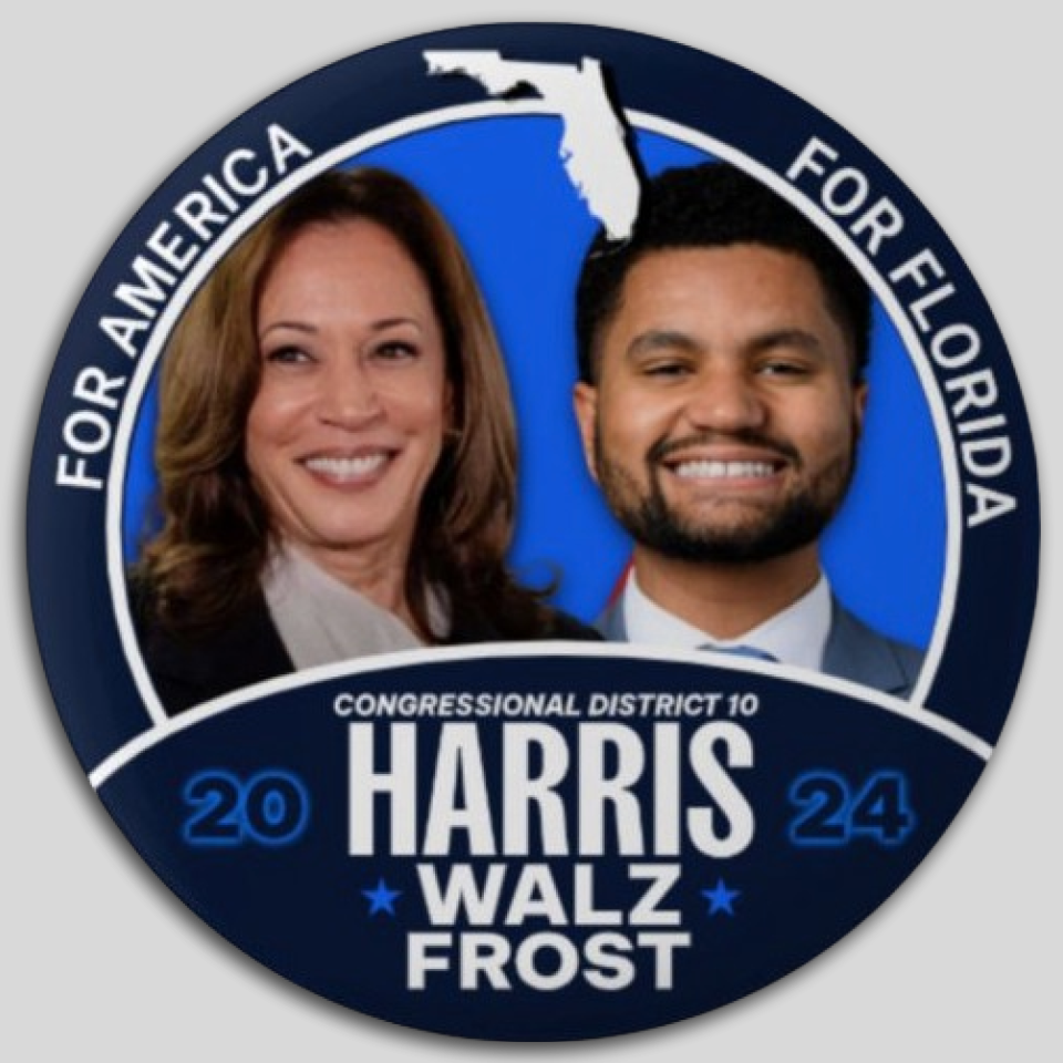 Kamala Harris Maxwell Frost Congress Pin Button Jugate Florida Democrat Pres