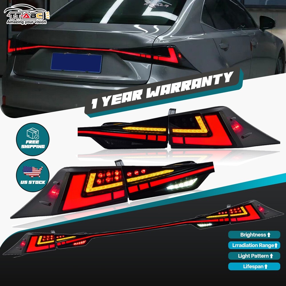 Pair LED Tail Lights Dynamic Animation For Lexus IS250 IS300 300h 350F 2014-2020