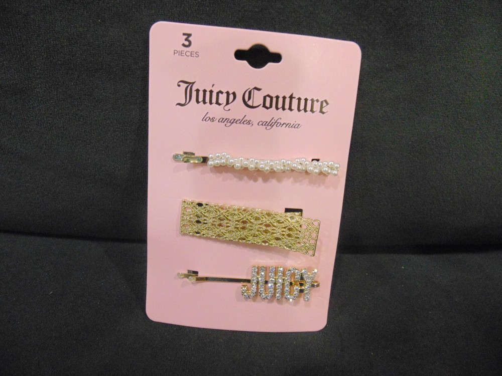 Juicy Couture 3-Piece Rhinestone & Faux Pearl Bobby Pins Gold