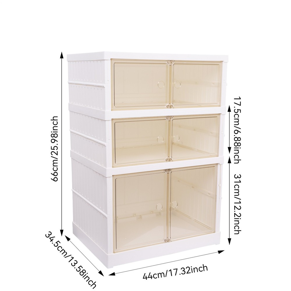 3-Tier Foldable Shoe Rack Organizer Holds 6 Pairs Space-Saving Closet Storage