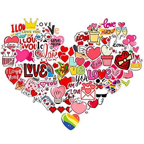 Partywind Valentine's Day Stickers, Valentines Heart Stickers for Kids Teens