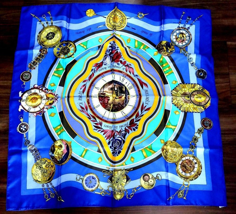 Hermes 90cm silk scarf Permi Lesfleurs Je Compt Les Heures floral Japan