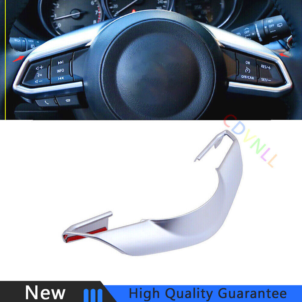 Fit For Mazda CX-5 2017-2021 Matte Silver Car Steering Wheel Decor Cover Trim 1X