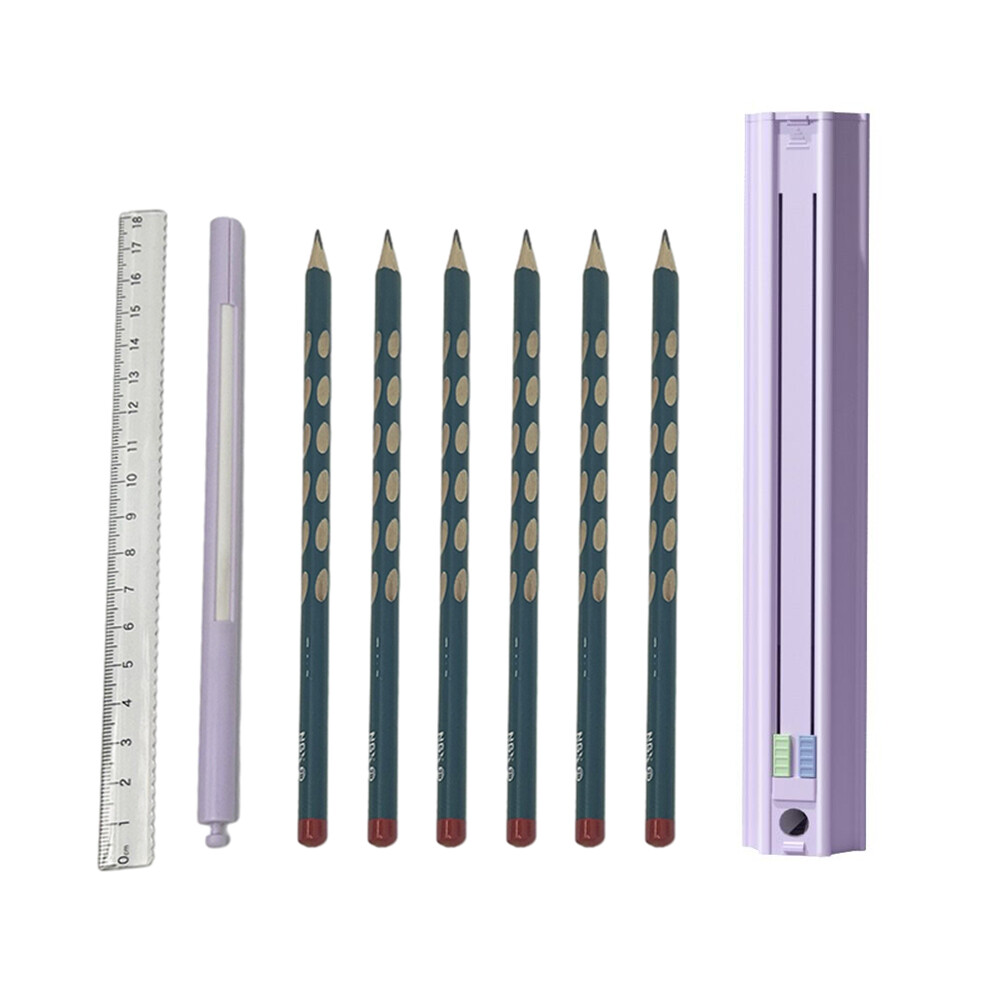 NBX Pencil Box Hexagonal w/ 6 Pencils w/ Ruler Detachable Pencil Sharpener D0R2