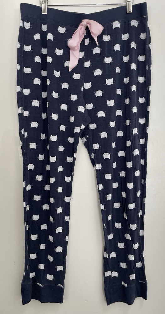 Jennifer Moore Intimates Women's Cute Cat Rayon Elastic Waist PJ Pants Navy XL