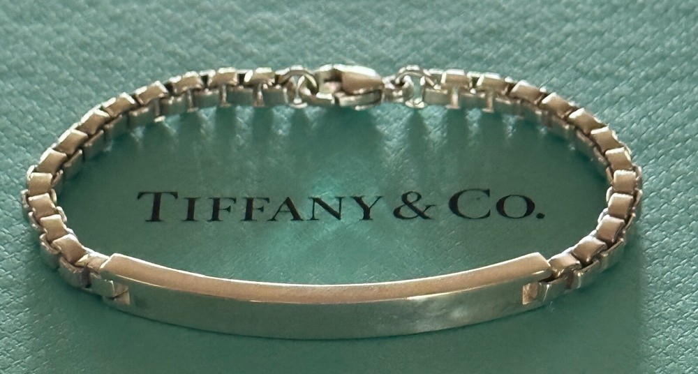 Tiffany & Co.  Venetian Link ID  Bracelet Sterling Silver 925   7  1/8