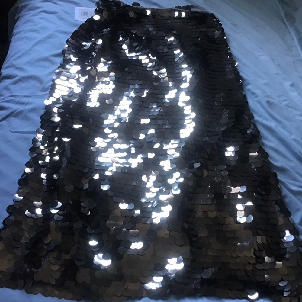 Rachel Parcell Women’s Sequin Slit Skirt Silver Size 4 New with Tags NWT