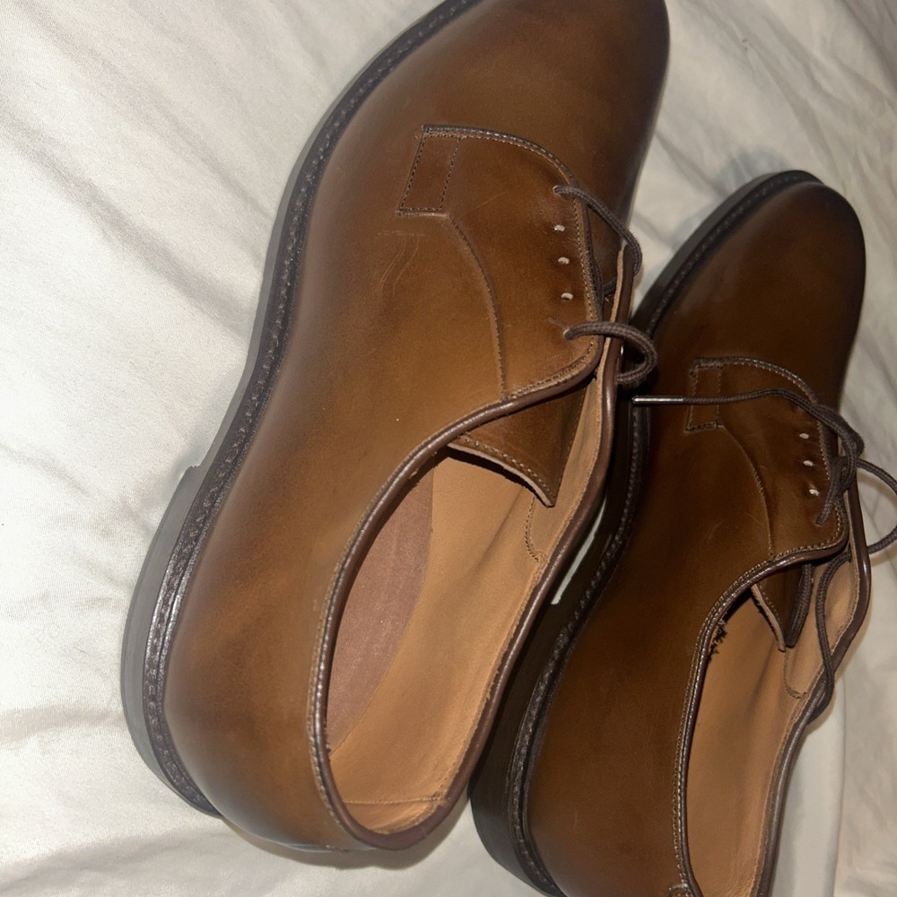 Allen Edmonds Hillcrest Tan Brown Leather Derby Dress Shoes 15D