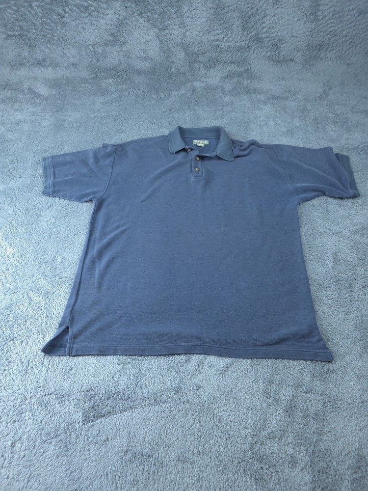 Tommy Bahama Polo Shirt Mens Medium Blue Silk Blend Ribbed Short Sleeve Casual