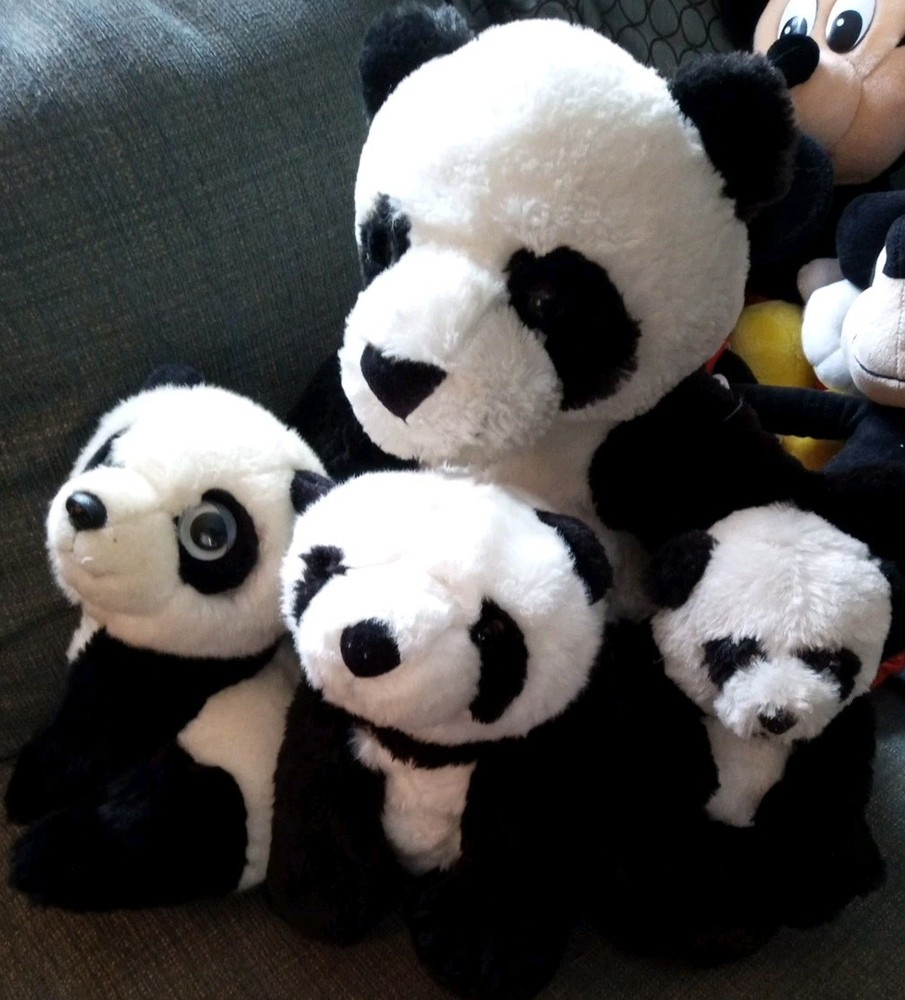 4 Stuffed Panda Bear Lot TY Wild Republic Teddy China