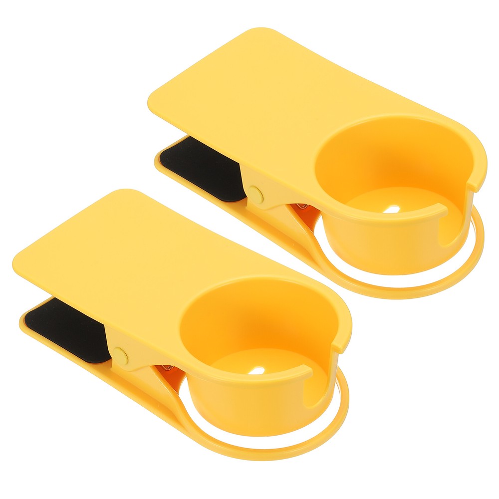 Clamp on Table Bottle Clip Holder with Side Open for Desk Chairs, Yellow, 2 Pcs