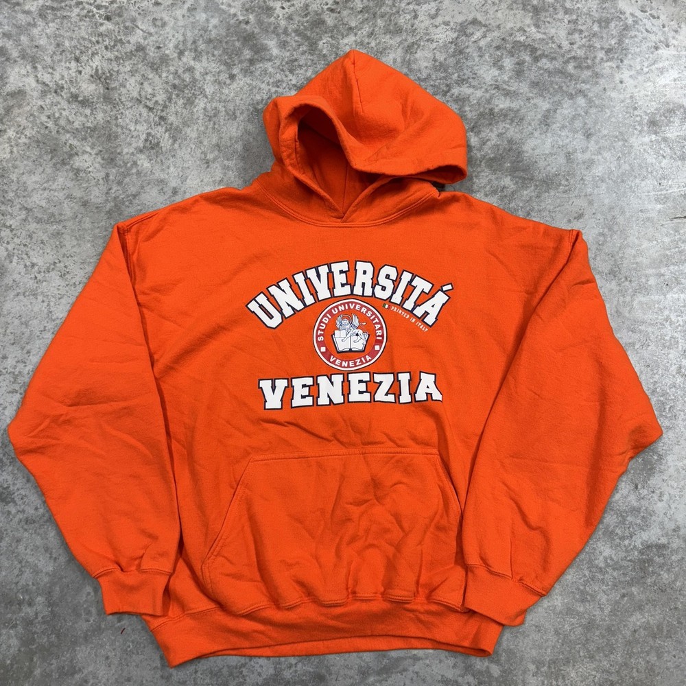 Universita Venezia Hoodie Sweatshirt Mens XL Orange Graphic Printed Italy