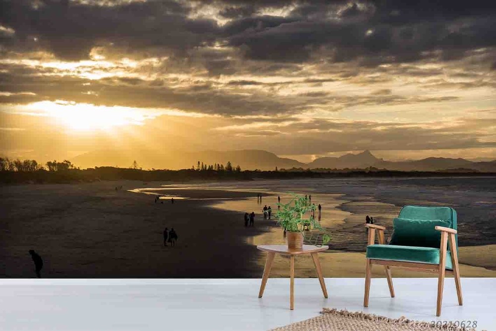 3D Beach Sky Sunset Landscape Wall Murals Wallpaper Murals Wall Sticker