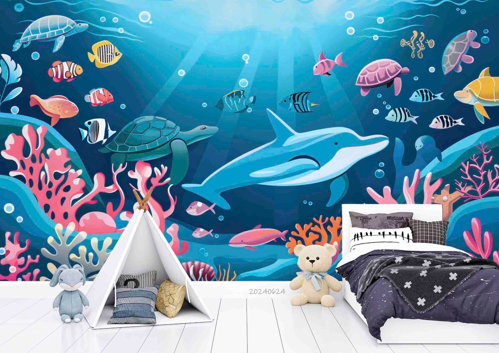 3D Ocean Life Illustration Wall Murals Wallpaper Murals Wall Sticker 6