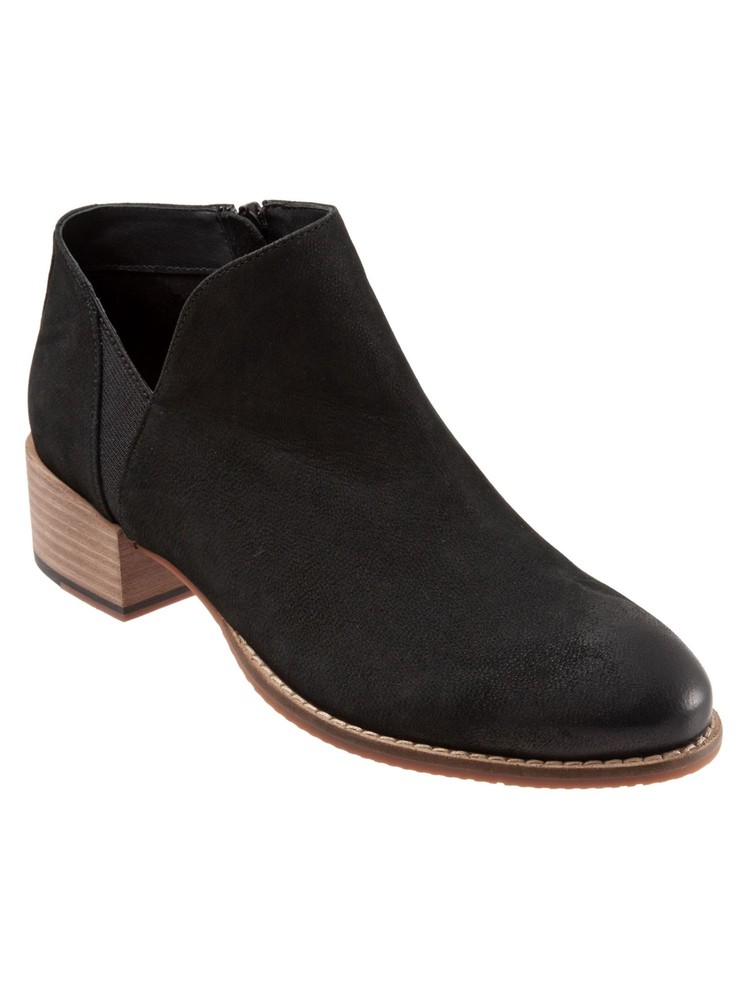 SAVA Womens Black Burnished Tegan Almond Toe Block Heel Leather Booties 39 M