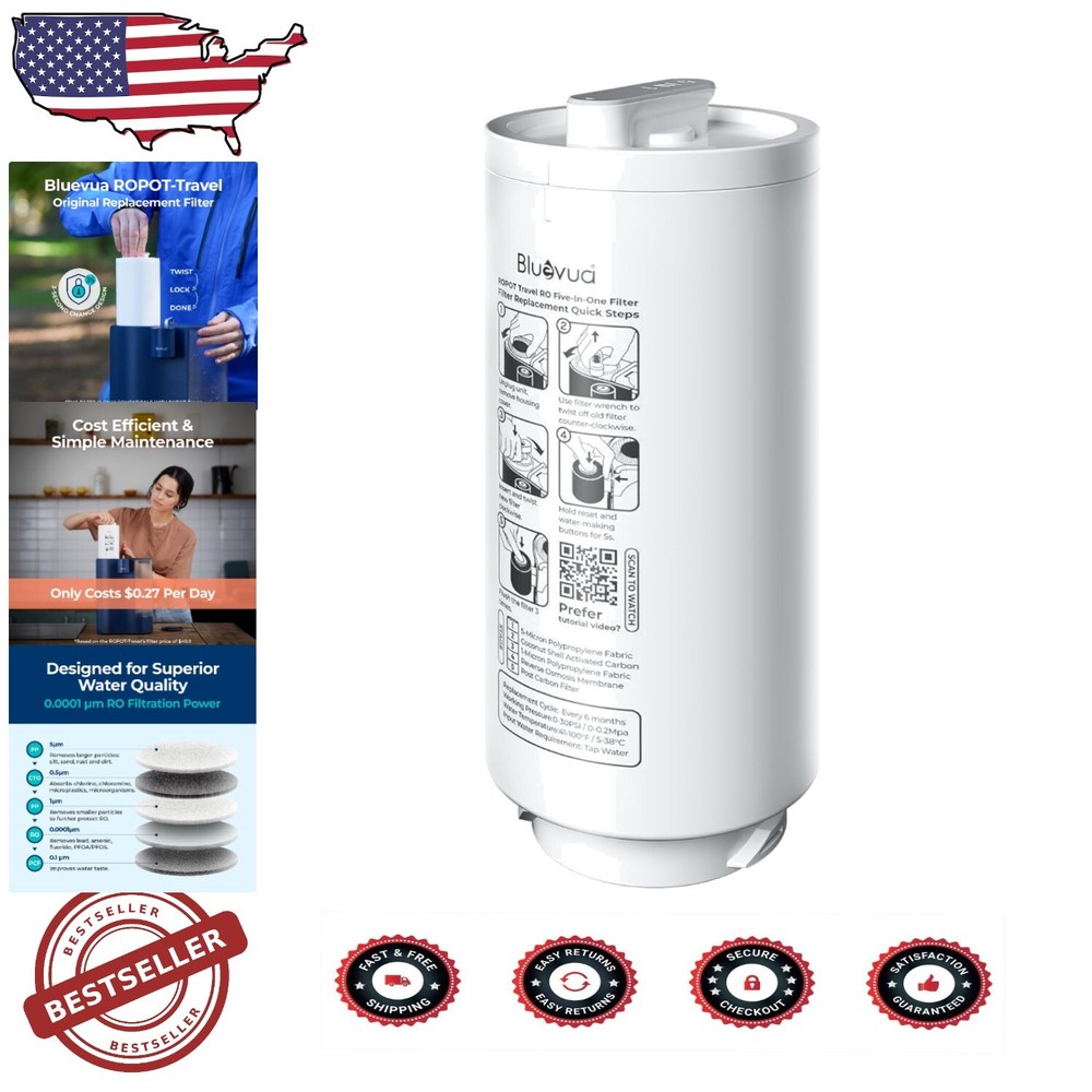 Advanced 5-Stage RO Replacement Filter for ROPOT-Travel System - Easy to Replace