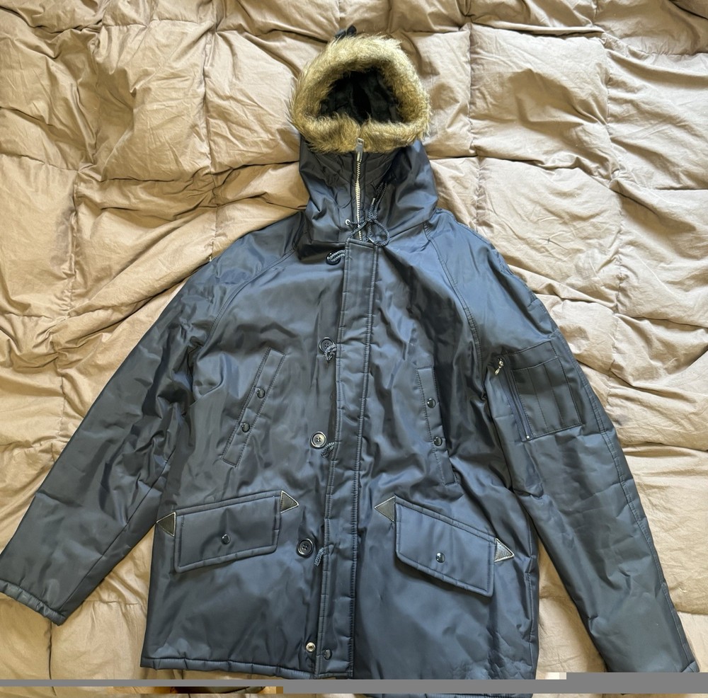 Vintage Military Parka Jacket N3-B Anorak Snorkel Fur Zip Montgomery Ward Size L