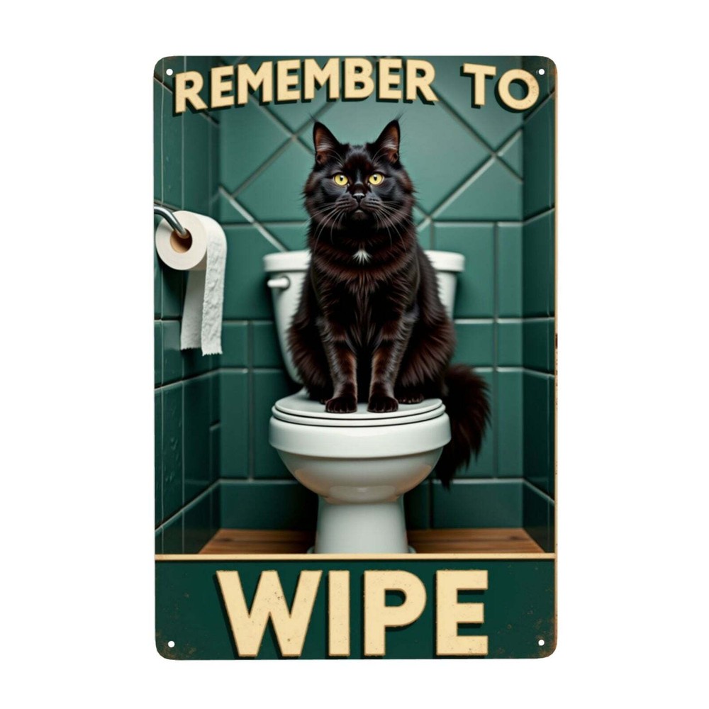 Juoritu Remember To Wipe Decorative Tin Sign 12 x 16 Inch - Rustproof Metal Wall