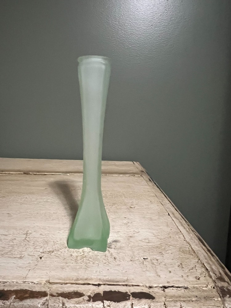 Petite frosted green bud vase