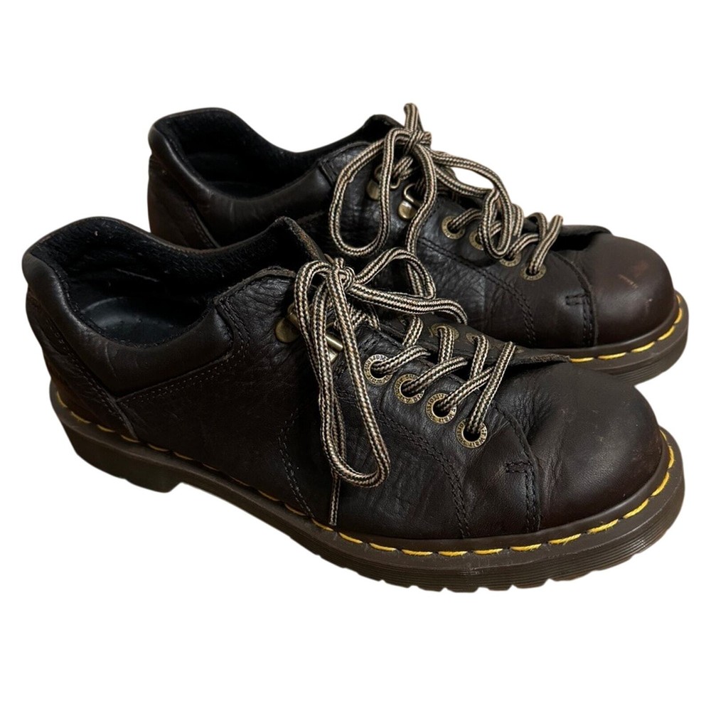 Vintage 90s Y2K Dr Martens Brown Platform Lace Up Oxford Loafer Shoe Size 10