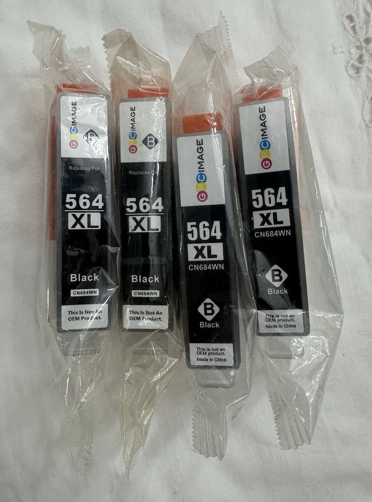 XL Black Ink Cartridges for HP Printers - 4 Pack Sealed