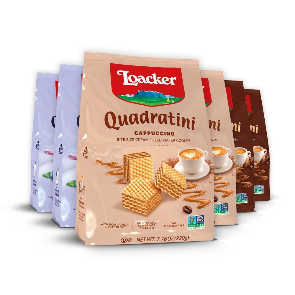Loacker  Quadratini - Premium Crispy Cream Filling - Multipack of 12 Snack Packs