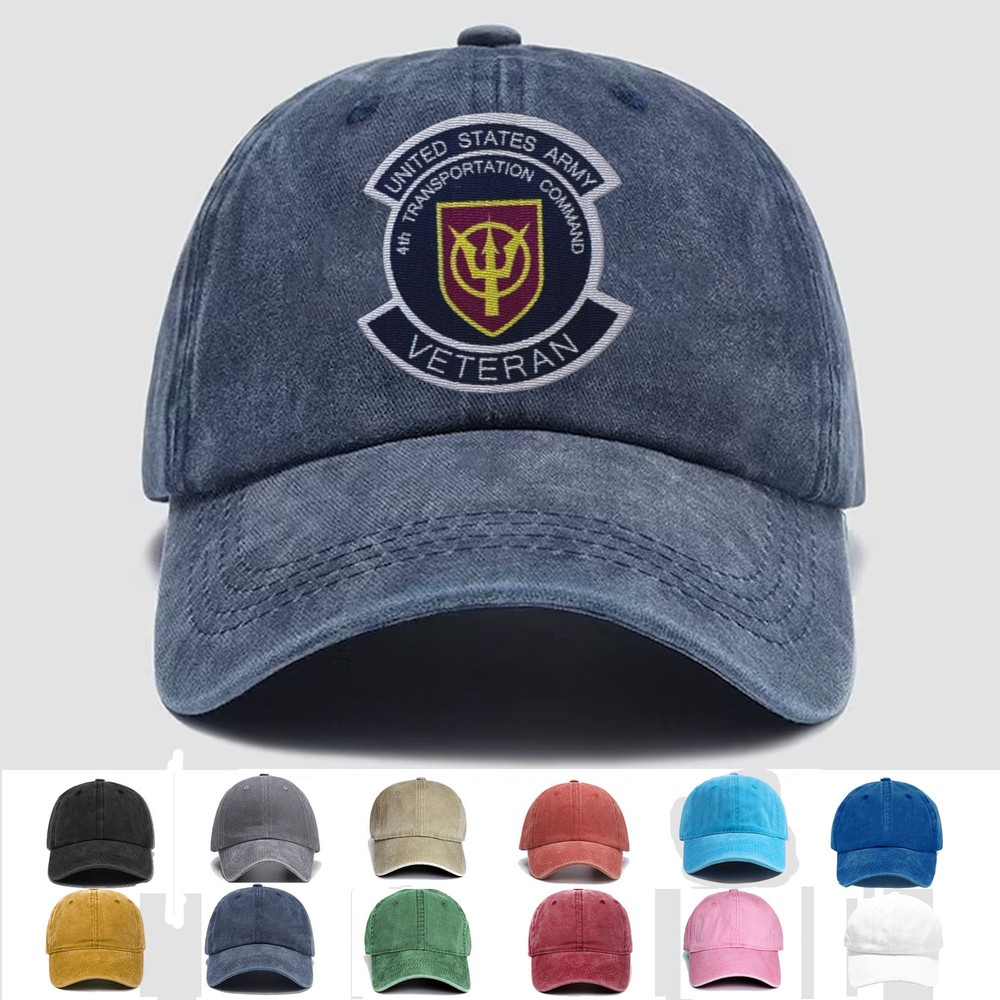 Custom Embroidered Hat US Army 4th Transportation Command Veteran, Trucker Hat