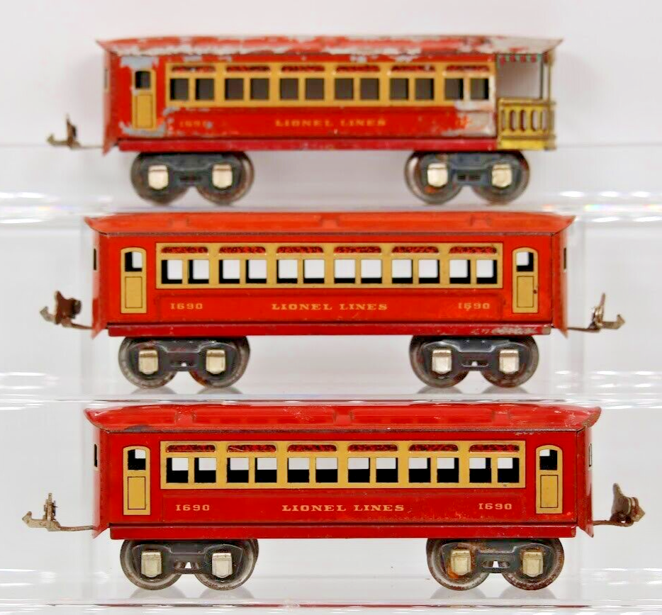 Lionel O Gauge 1690 Passenger Car & 1691 Observation Tin Litho Set