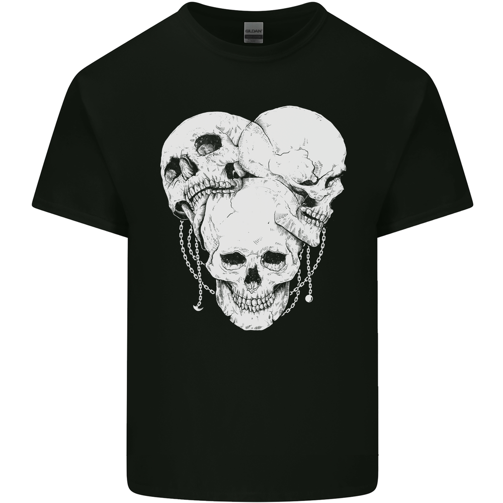 4 Skulls Gothic Heavy Metal Biker Demon Mens Light Cotton T-Shirt