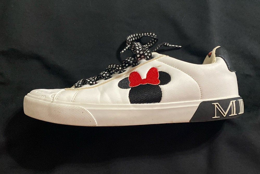 Ground Up Minnie Mouse Low Top Court Sneaker Shoes Disney Women's White Size 8